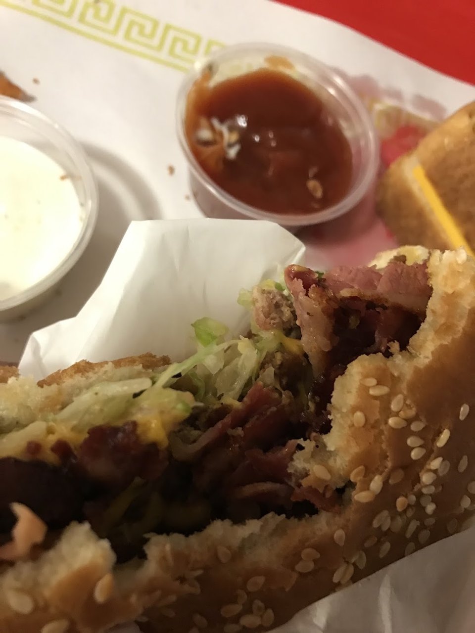 Burgers, fries, and shakes on display